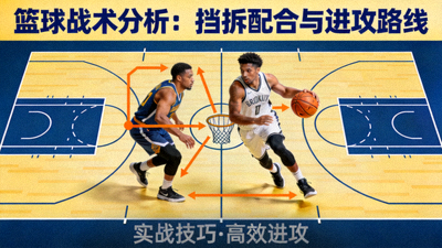 篮球战术视频封面，展示挡拆配合与进攻路线分析
